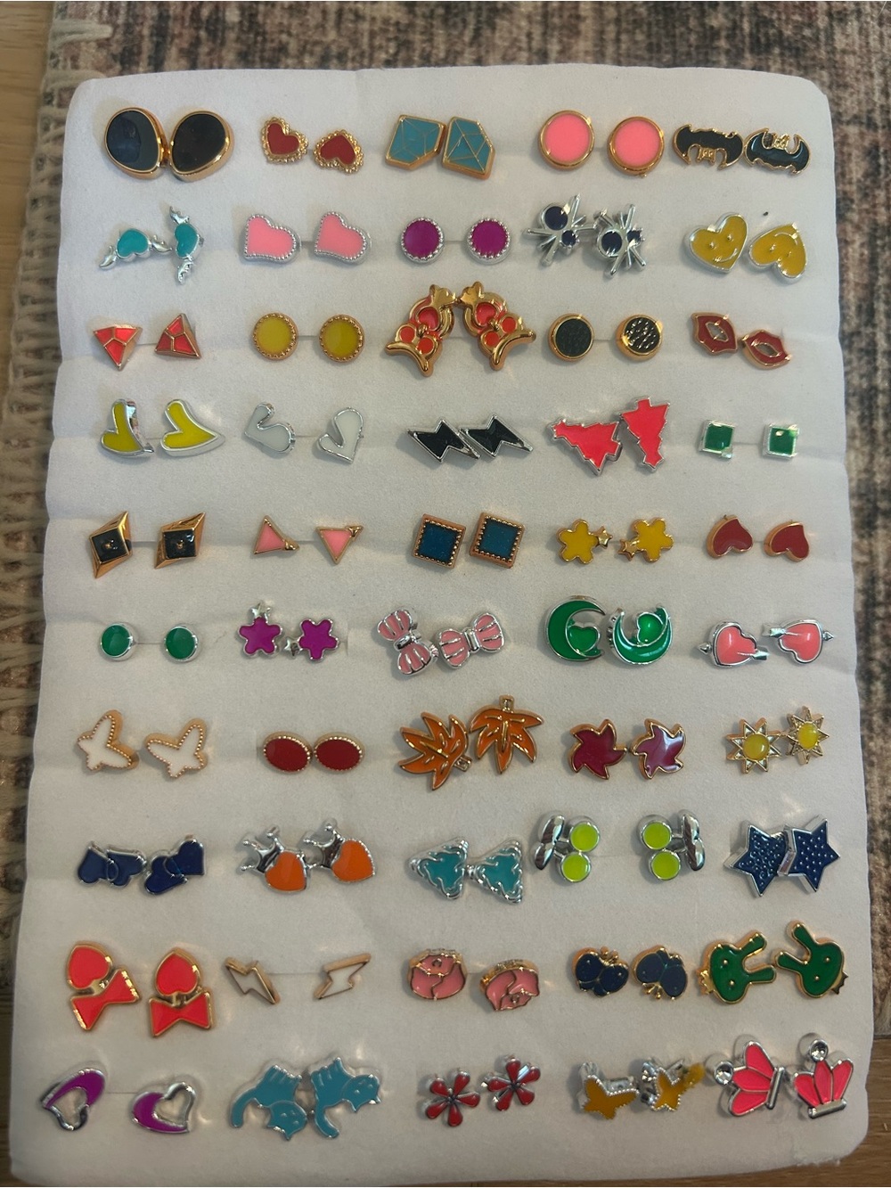 Assorted Colorful Enamel Stud Earrings Set